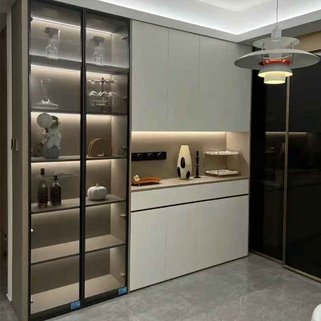 Factory Hot Sale Aluminum Glass Cabinet Door Black Glass Kitchen Cabinet Doors With Brand New High Quality Kitchen Cabinet Doors
