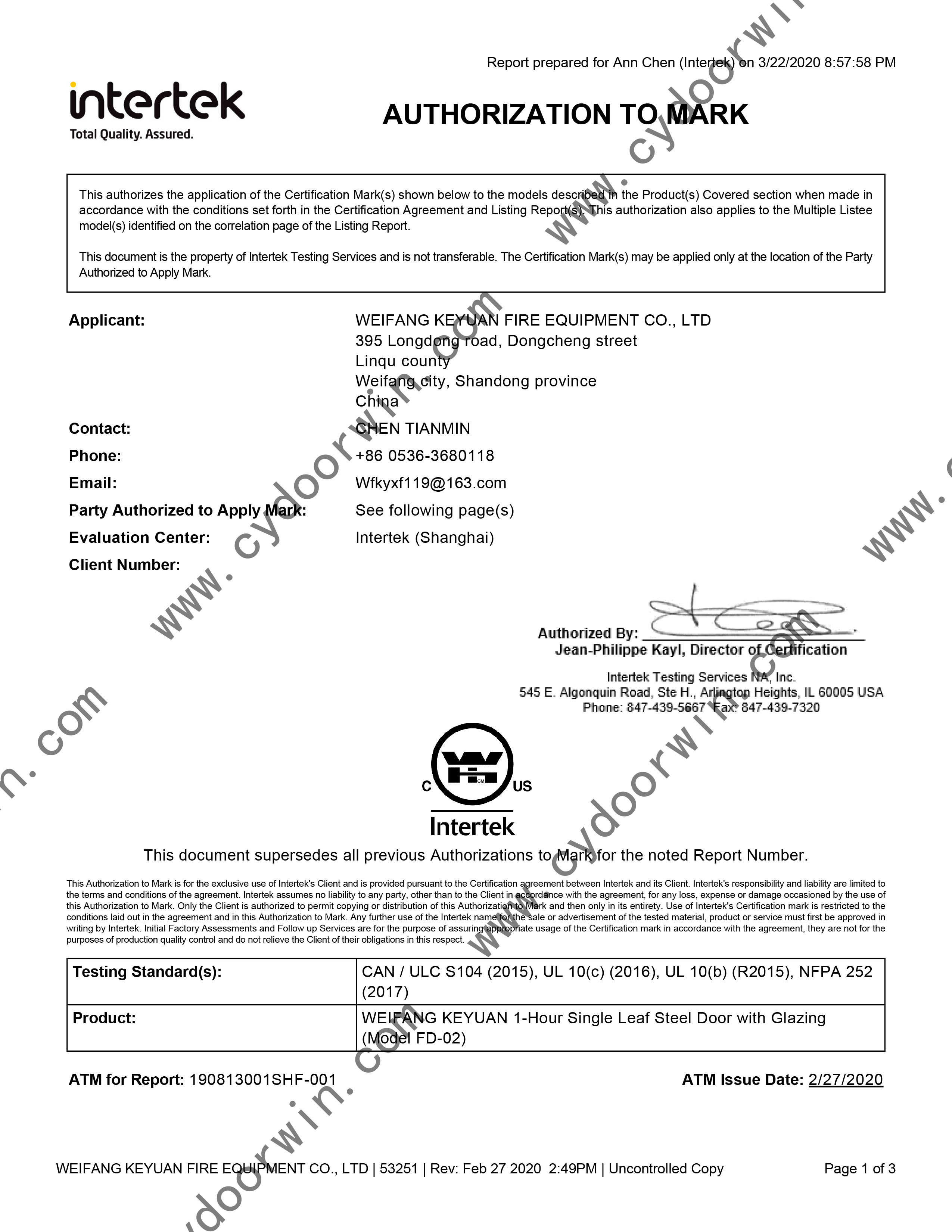 Certification