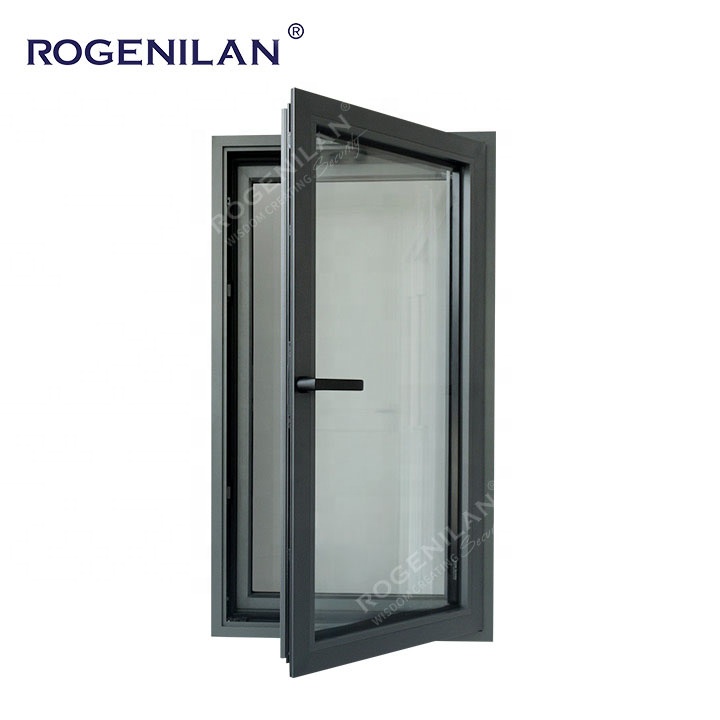 CE Certified Slim Narriow Frame Casement Window Hurricane Proof Sound Insulated Tilt Turn Aluminum Windows