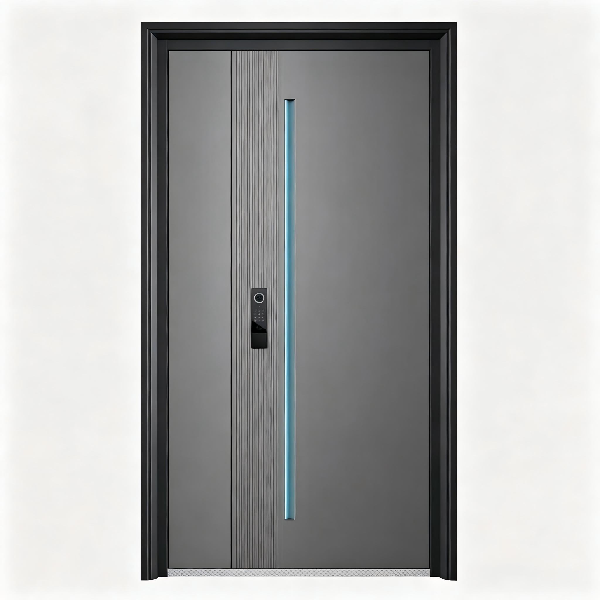 Thermal Break Aluminum Single Swing Entry Door Frosted Glass Multi-Point Lock PVDF Coating Security Apartment Villa OEM Custom