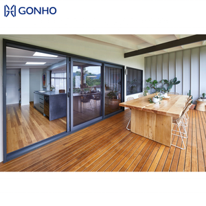 GONHO Luxury Partition Wall Side Four Tracks Heavy Duty Aluminum Glass Sliding Door