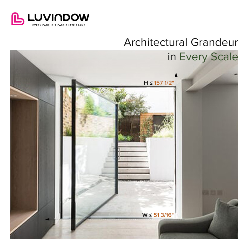 Energy Efficient Insulated Glass Weatherproof Aluminum Pivot Door For North American Custom Homes