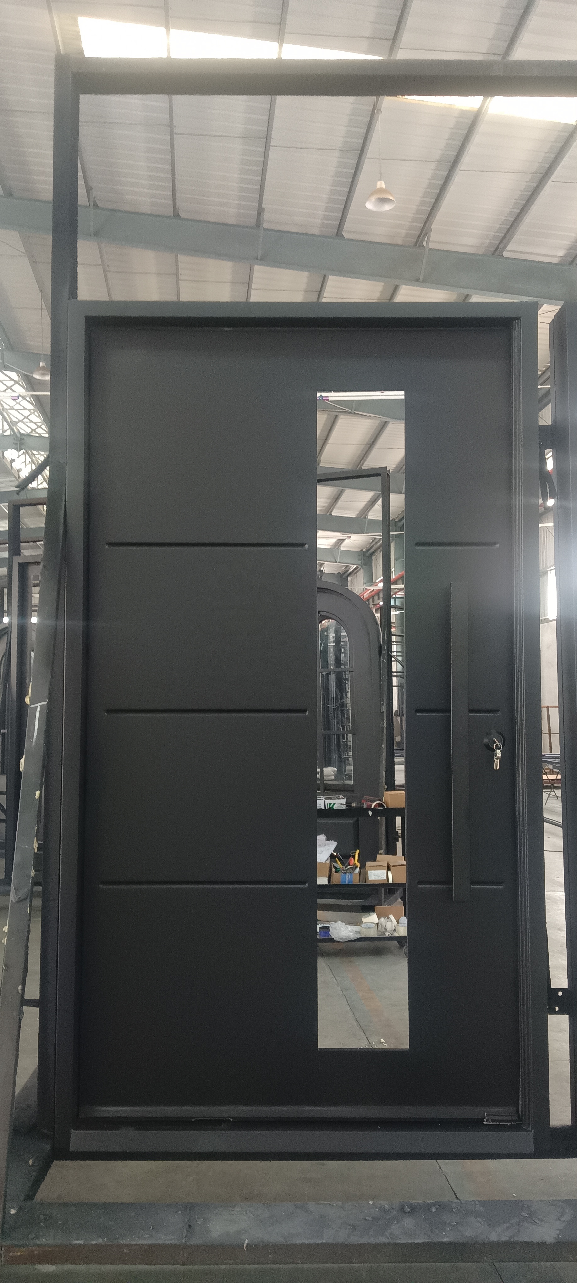 Modern Residential Villa Thermal Insulation Iron Entrance Doors With Smart Lock Available