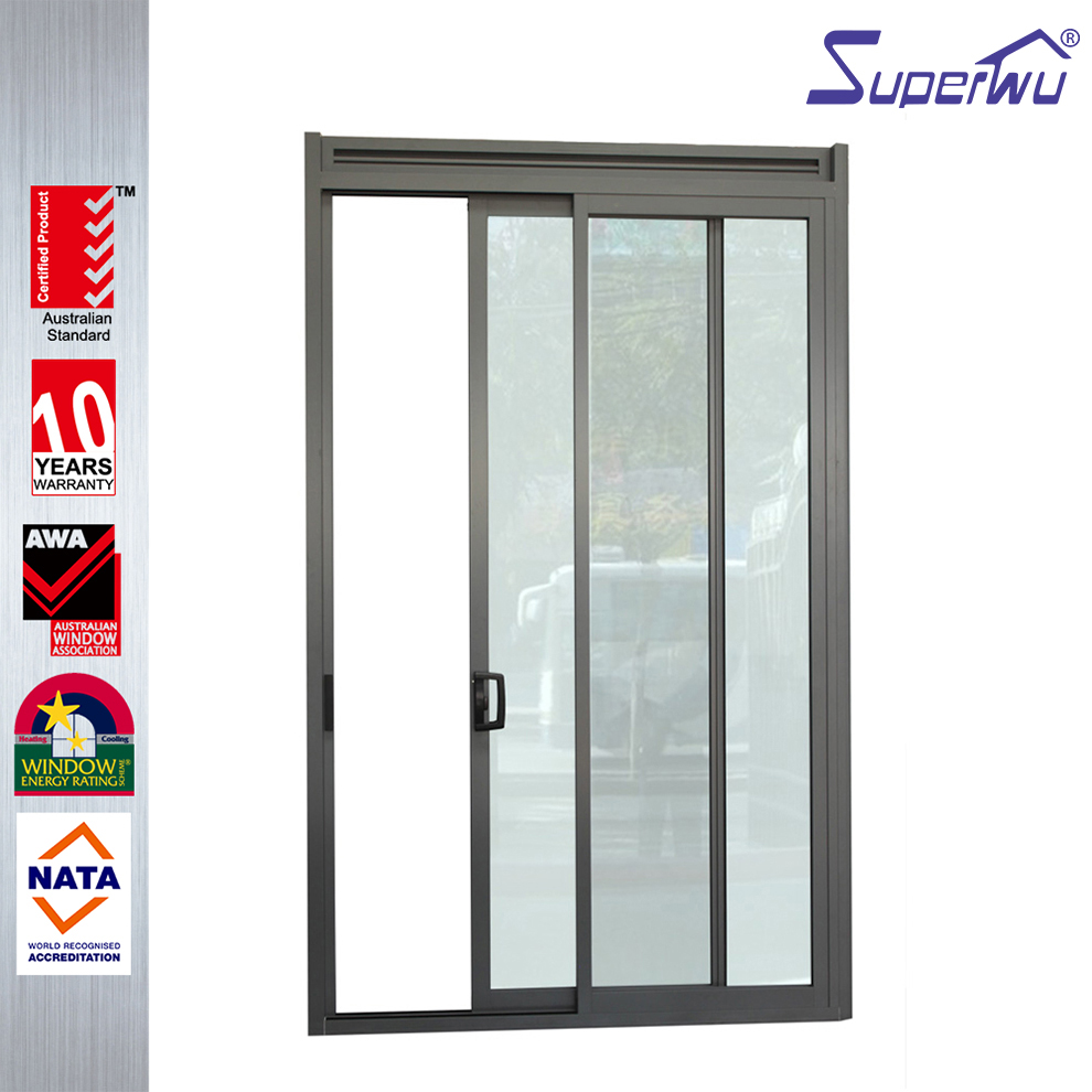 SUPERWU NFRC Standard Modern Architectural Design Aluminium Sliding Doors Double Glazed With Louver