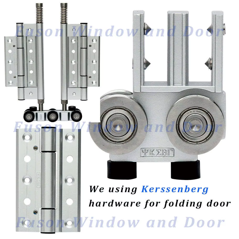 Fuson Hurricane Proof Aluminum Exterior Door Balcony Patio Lowe Glass Aluminum Bifold Folding Door