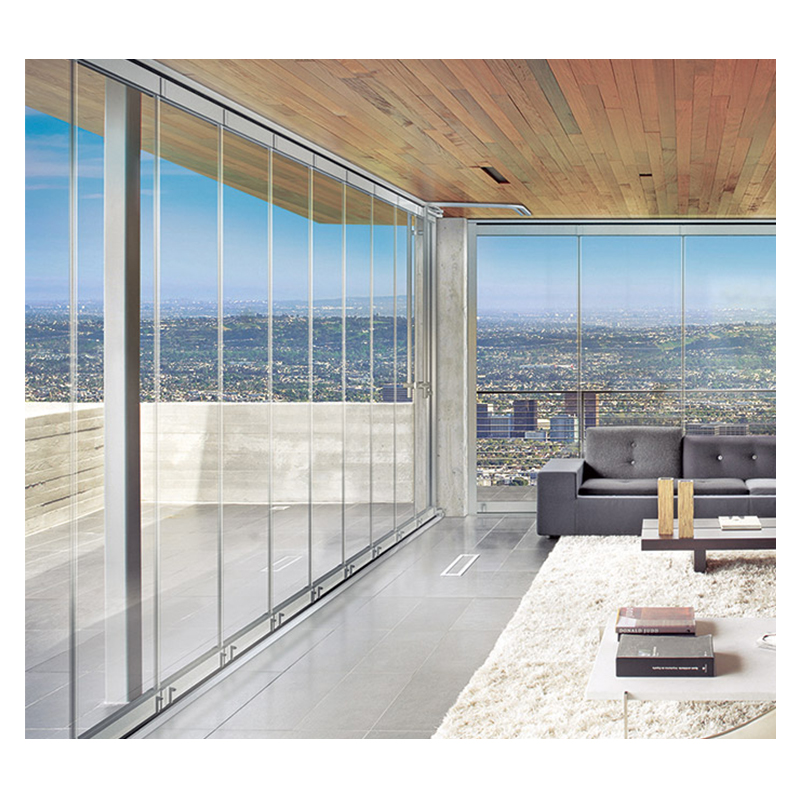 Hihaus New Aluminum Frameless Tempered Glass Stacking Patio Sliding Door for Balcony
