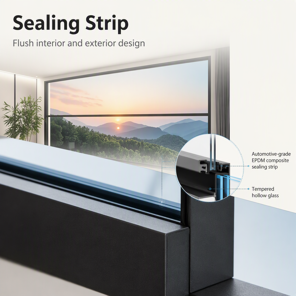 110 Casement Window Integrated Screen Thermal Break Flush Interior Exterior Tempered Hollow Glass