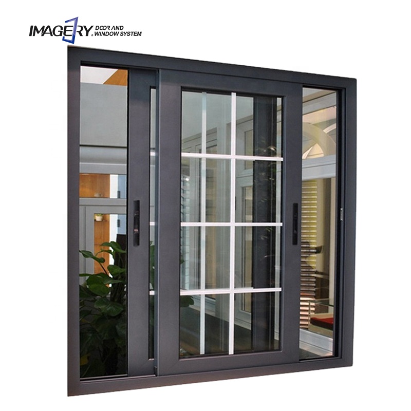 Cheap Small Outside Grill Double Glazed 3-track Aluminum School Sliding Window Philippines Price and Design