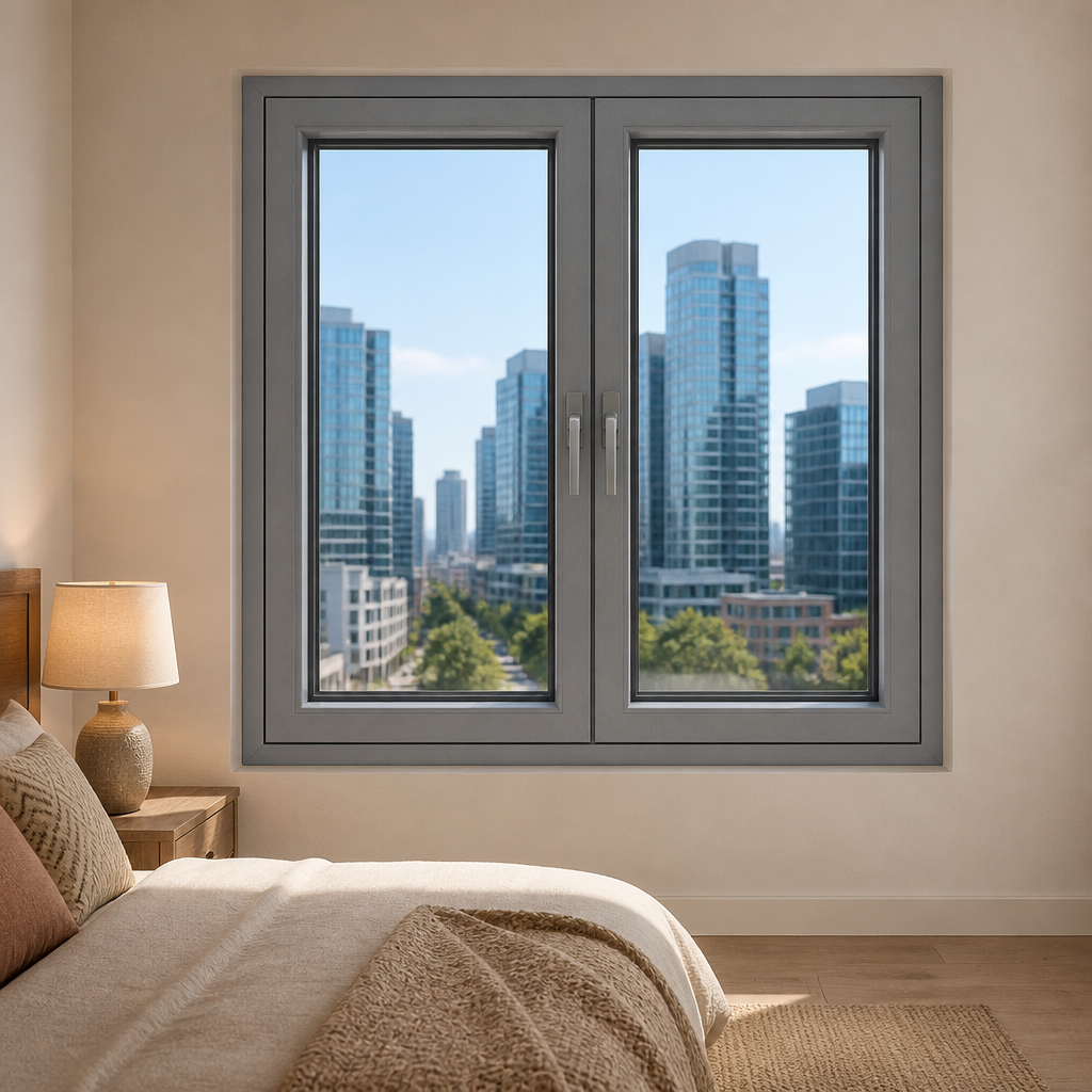 Aluminum Customized Double Glazed Anti-Theft Modern Simple Design Narrow Frame Swing Balcony Window Casement House Windows