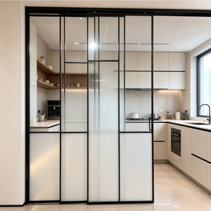 HDSAFE Aluminum Frame Glass Sliding Door 8mm Frosted Glass No Bottom Track Soft Closing for Hotel Apartment Residential Project