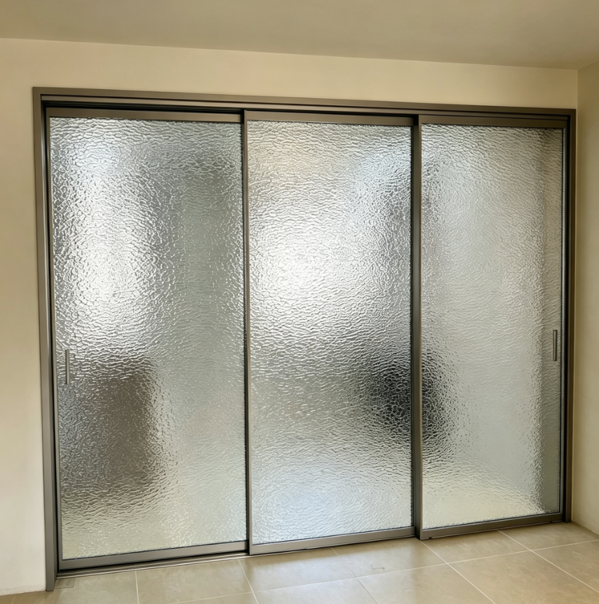 Modern Design Aluminum Frame Custom Art Glass Kitchen Living Room Sliding Door Ultra-thin Double-layer Glass Indoor Sliding Door