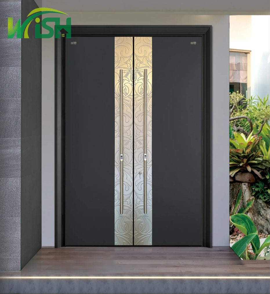 Modern Style Residential Heavy Duty Cast Aluminum Entrance Door Exterior Aluminum Security Entrance Doors