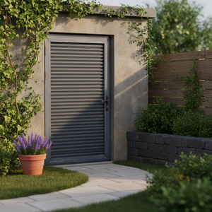RG60C Modern Thermal Break Aluminum Louver Casement Door for Residential Farmhouse Warehouse & Entry Use