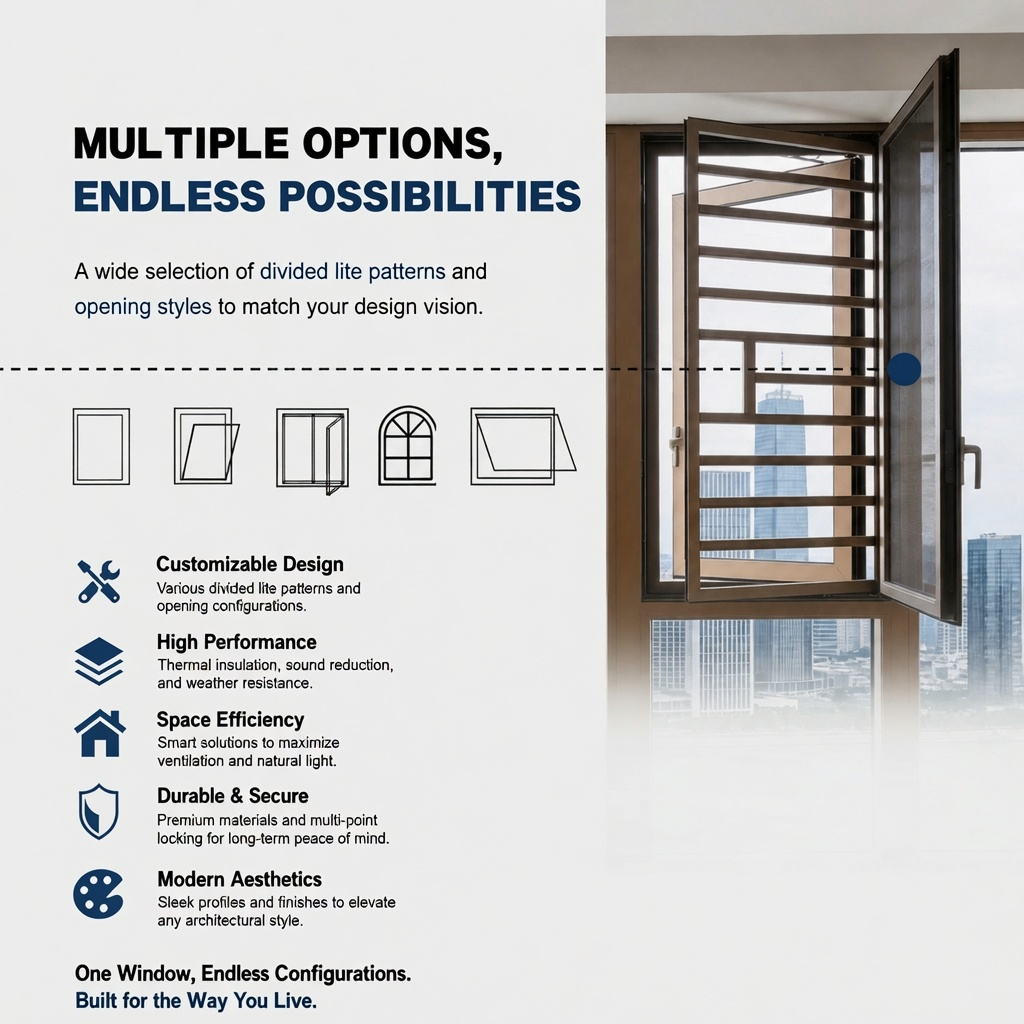 Premium Manufacturer Price Thermal Break Aluminum Alloy Casement Window Low E Double Glazed Soundproof Waterproof House
