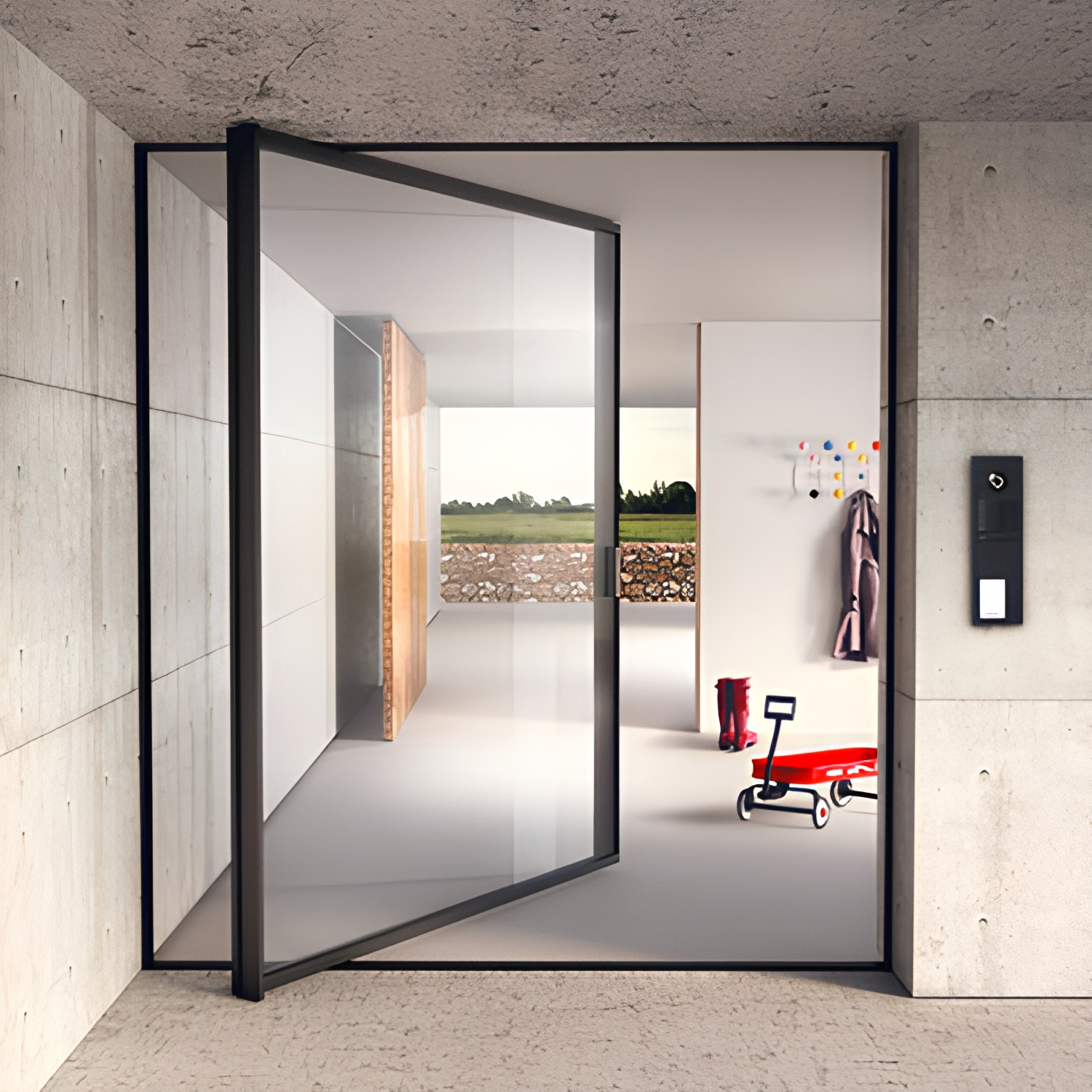 Modern Heavy-Duty Aluminum Pivot Doors with Double Glass Soundproof Finished Surface for Villa &amp; Hotel Entrance