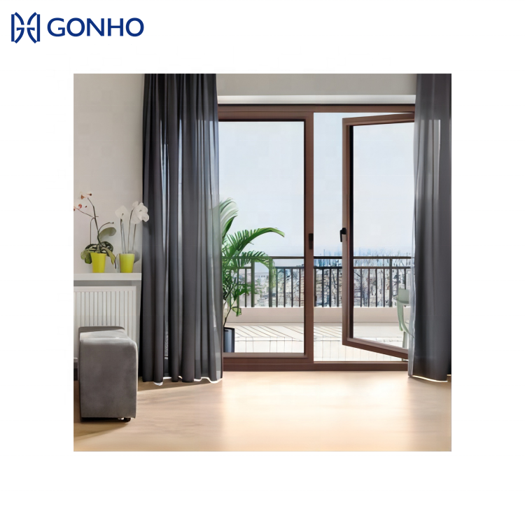 North American Hot Sale Modern Exterior Double Glazed Commercial French Push-Pull Doors Fiberglass Screen Aluminum Windows Doors
