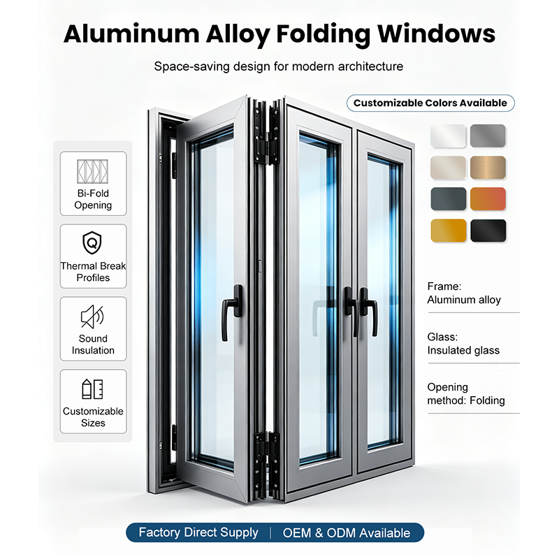 American-Style Electric Sliding Storefront Aluminum Double-Folded Window for Coffee Shop Outdoor Horizontal