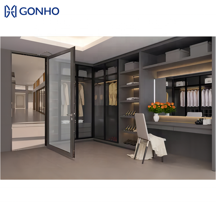 North American Hot Sale Modern Exterior Double Glazed Commercial French Push-Pull Doors Fiberglass Screen Aluminum Windows Doors