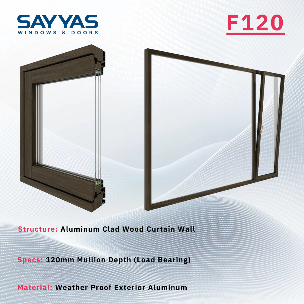 Sayyas Windows F120 Luxury European Style Soundproof Triple Glazed Tilt and Turn Window Aluminum Clad Wood Window