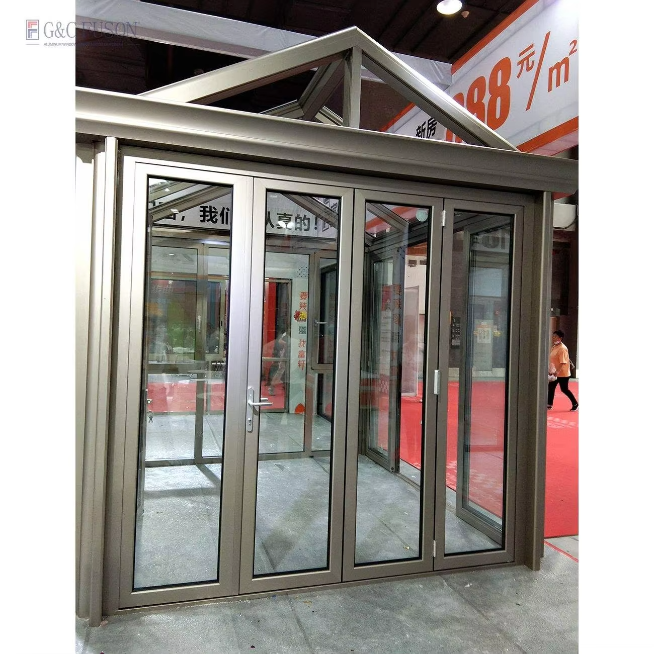 Fuson Hurricane Proof Aluminum Exterior Door Balcony Patio Lowe Glass Aluminum Bifold Folding Door