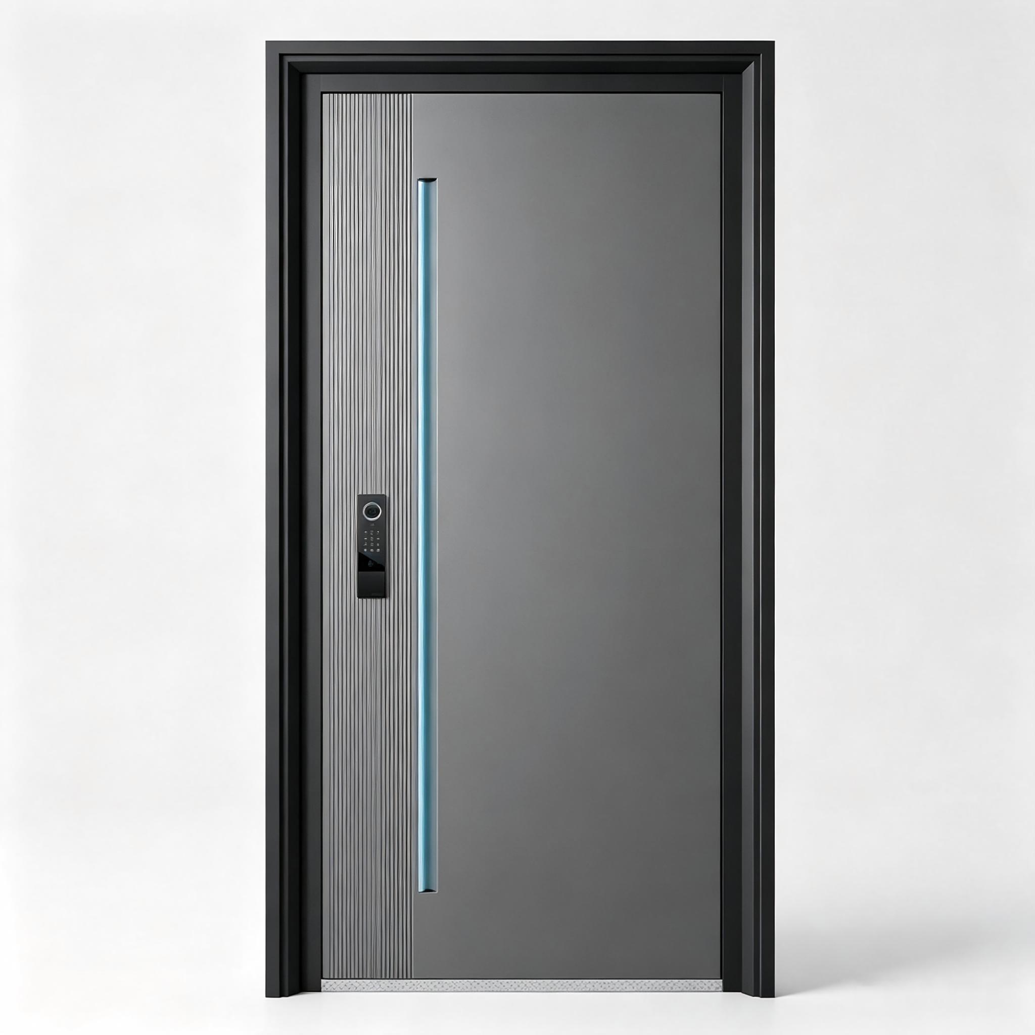 Thermal Break Aluminum Single Swing Entry Door Frosted Glass Multi-Point Lock PVDF Coating Security Apartment Villa OEM Custom