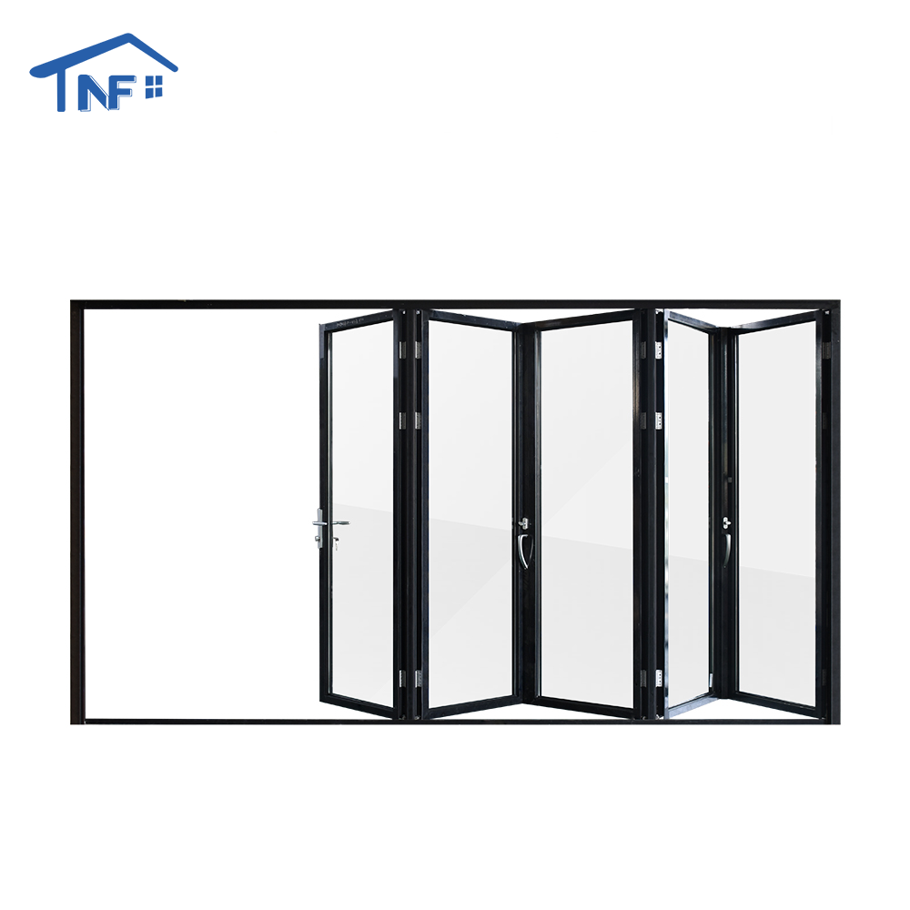 Custom NF Aluminium Folding NFRC Thermal Break Waterproof Double Low-e Tempered Glass Exterior Patio Accordion Bi-fold Doors