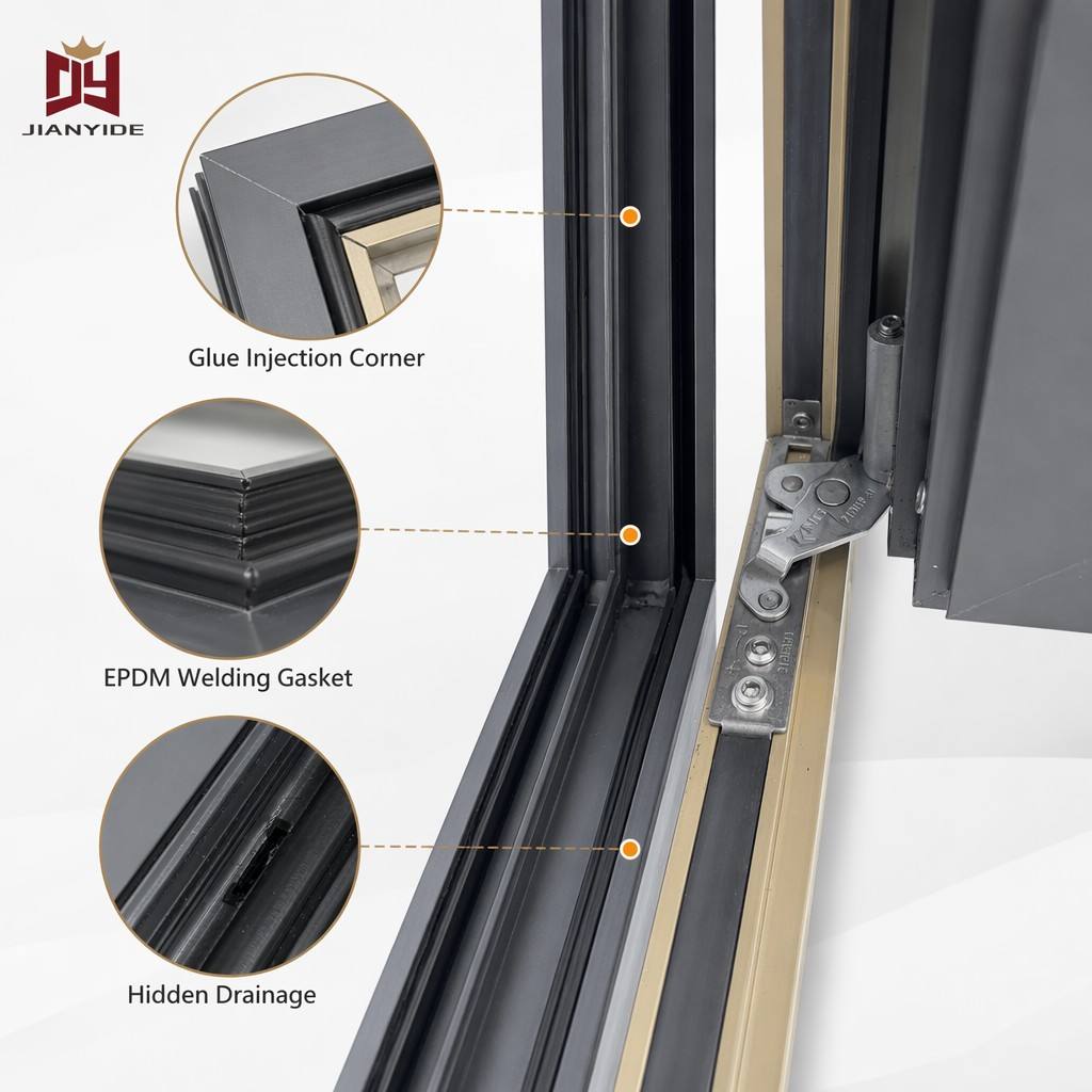 Heavy Duty 86 Series Aluminum Casement Window, Large Section 798 Type Window Frame for Villa &amp; House