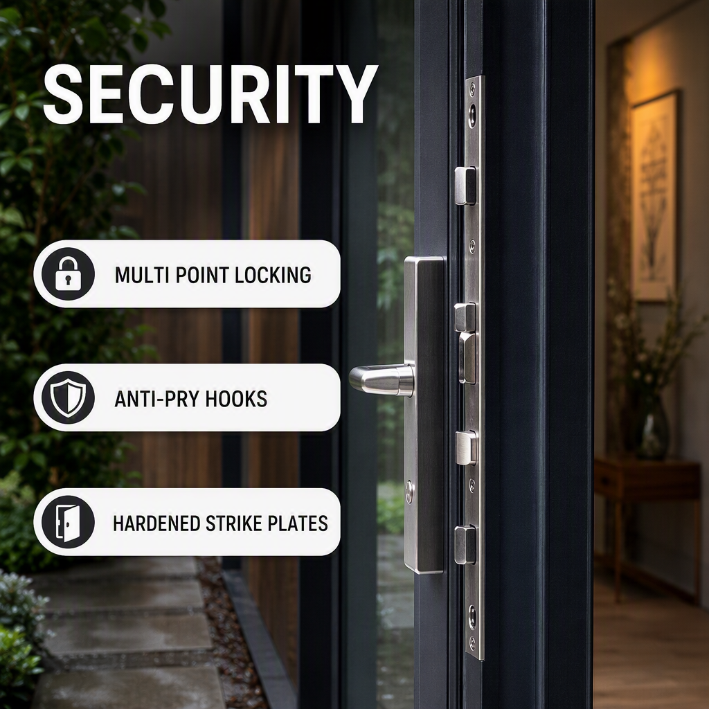 Aluminum Casement Door Screen Mosquito Net Fly Double Glazed Thermal Break Exterior Entry Patio Hinged Sound Insulation NFRC