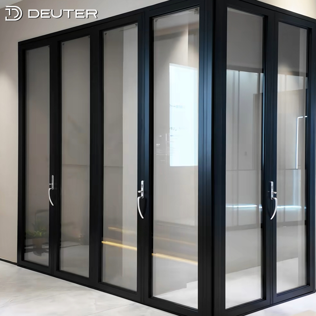Panoramic Waterproof Aluminum Folding Glass Doors Thermal Break Large Opening Modern Exterior Accordion Bifold Patio Door System
