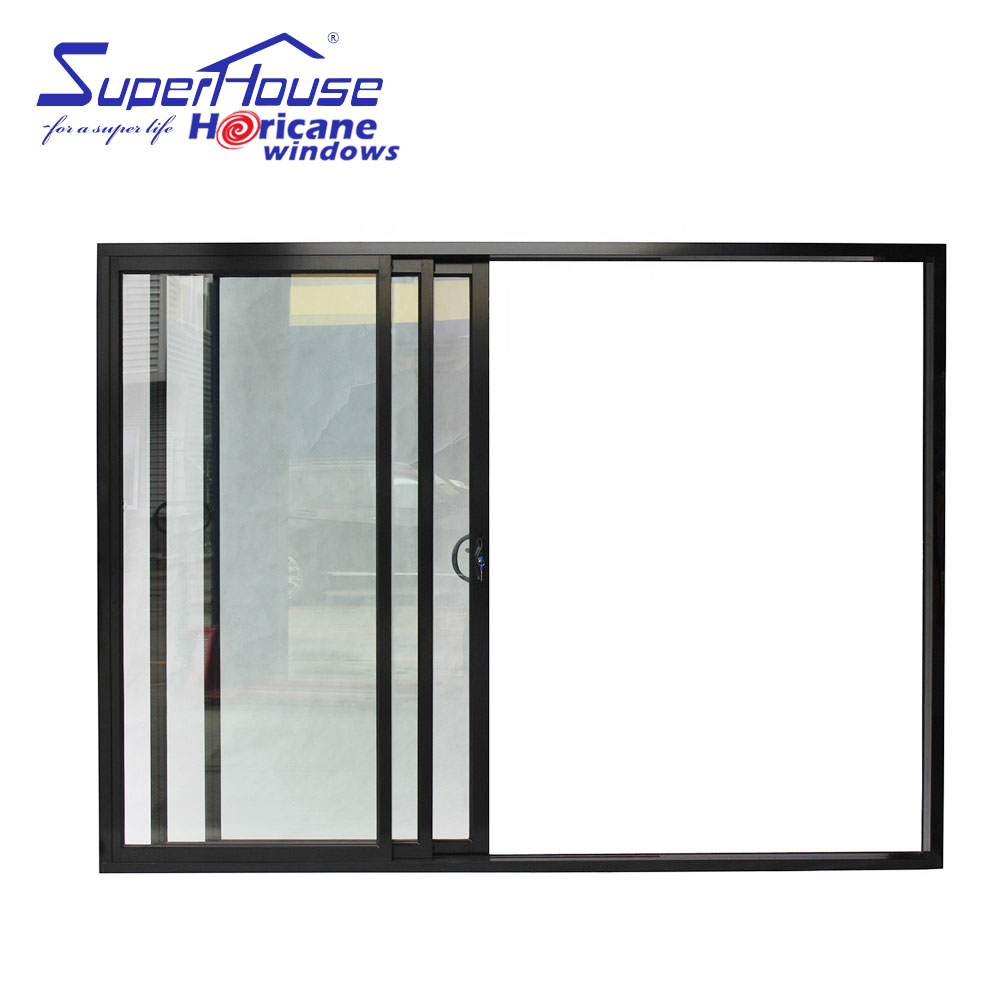 ASTM Basic Hurricane Proof Impact Approval Outside System Protect Laminated Glass Aluminum Stack 3 Track Sliding Door