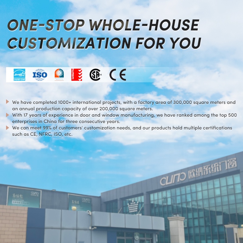 OUNA Soundproof Sliding Doors Thermal Break Insulated Exterior Hurricane Impact Aluminum Sliding Door For Home