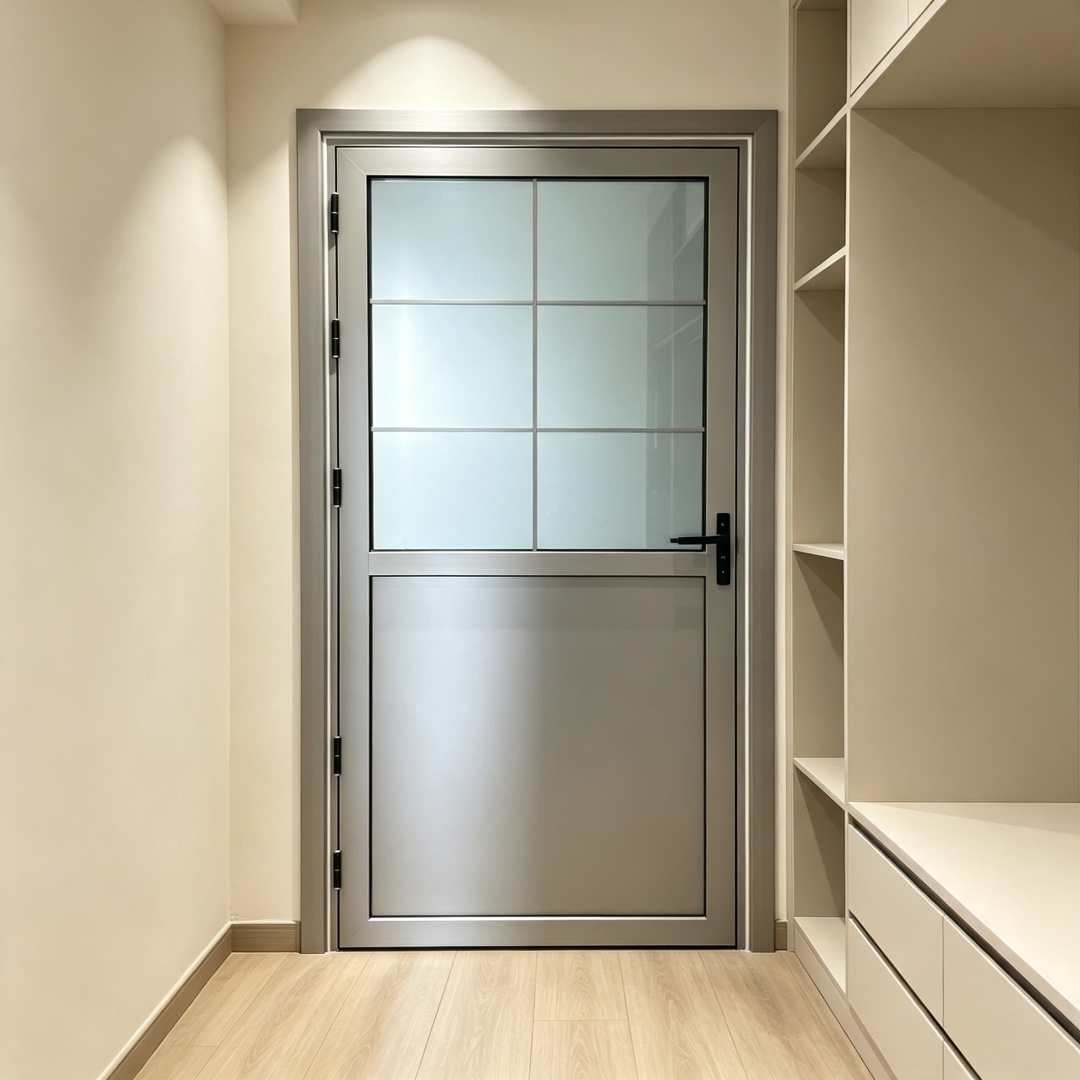 High Quality Minimalist Narrow Frame Half Glass Panel Aluminum Alloy Interior Door For Bathroom Kitchen