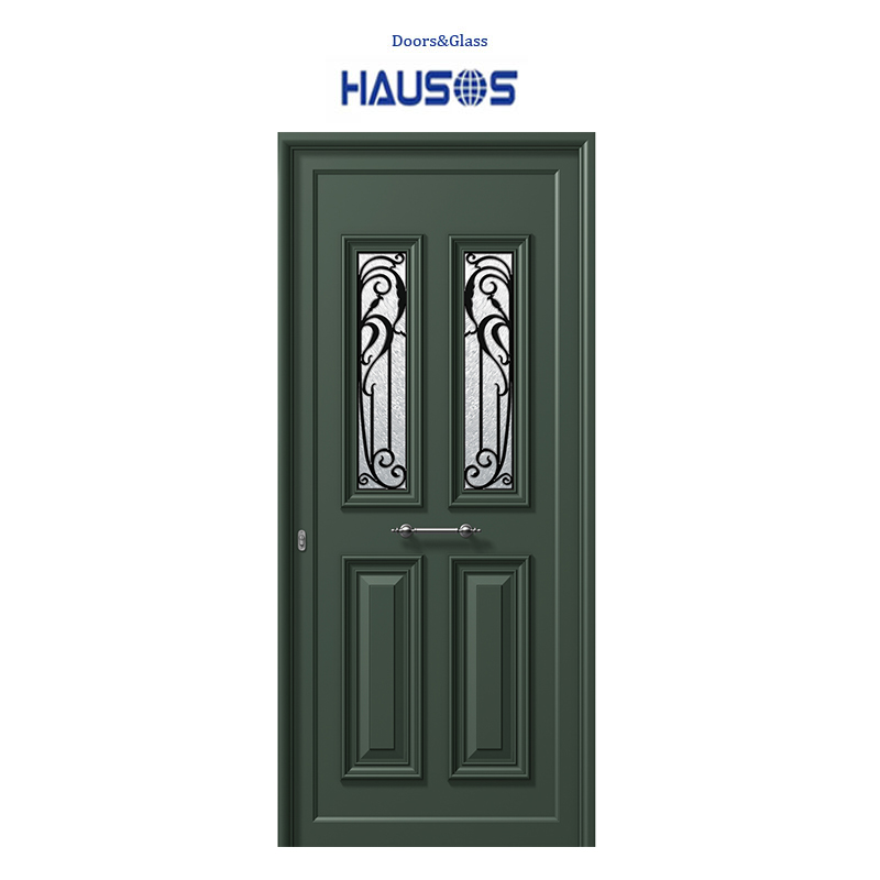 Conventional Aluminum Entrance Security Doors with Crystals and a Black Traditional Neoclassical Character
