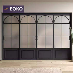 Arch Top Black Aluminum Crittall Sliding Door