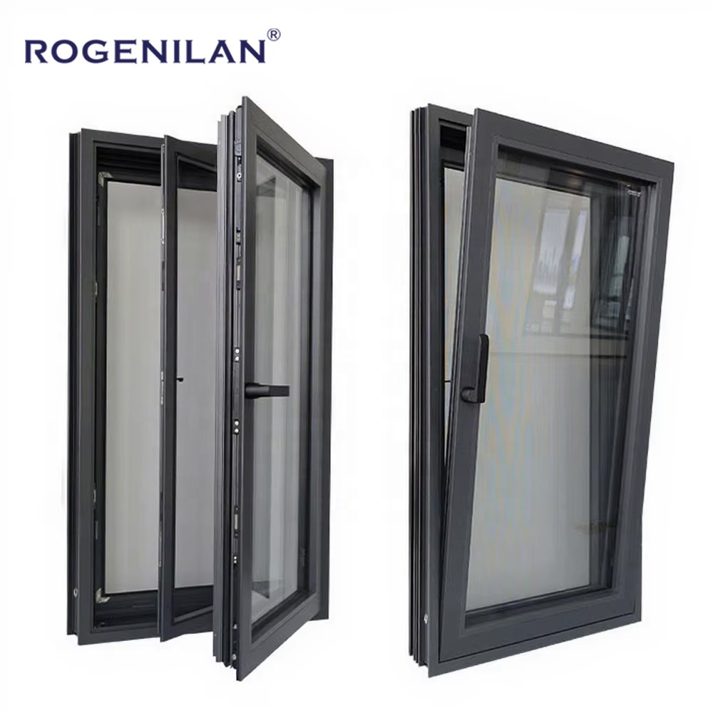 CE Certified Slim Narriow Frame Casement Window Hurricane Proof Sound Insulated Tilt Turn Aluminum Windows
