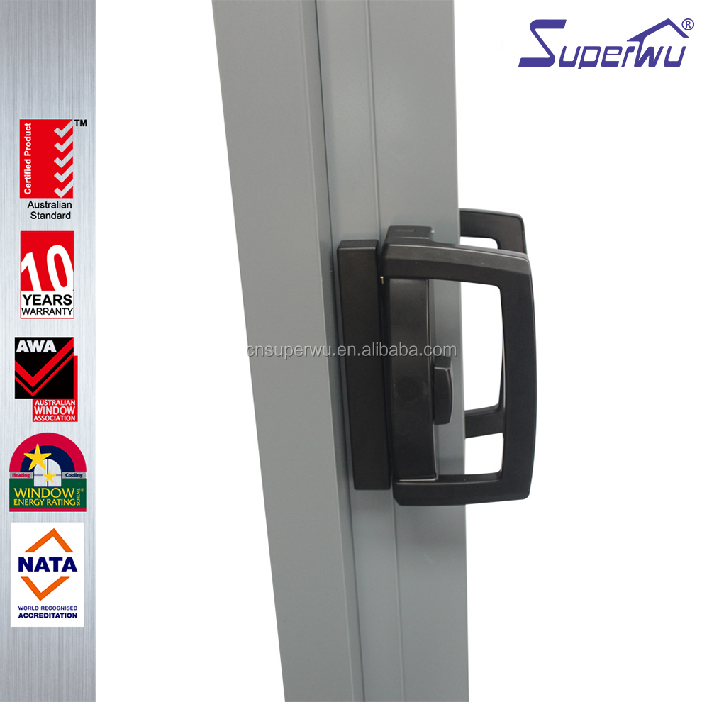 SUPERWU NFRC Standard Modern Architectural Design Aluminium Sliding Doors Double Glazed With Louver