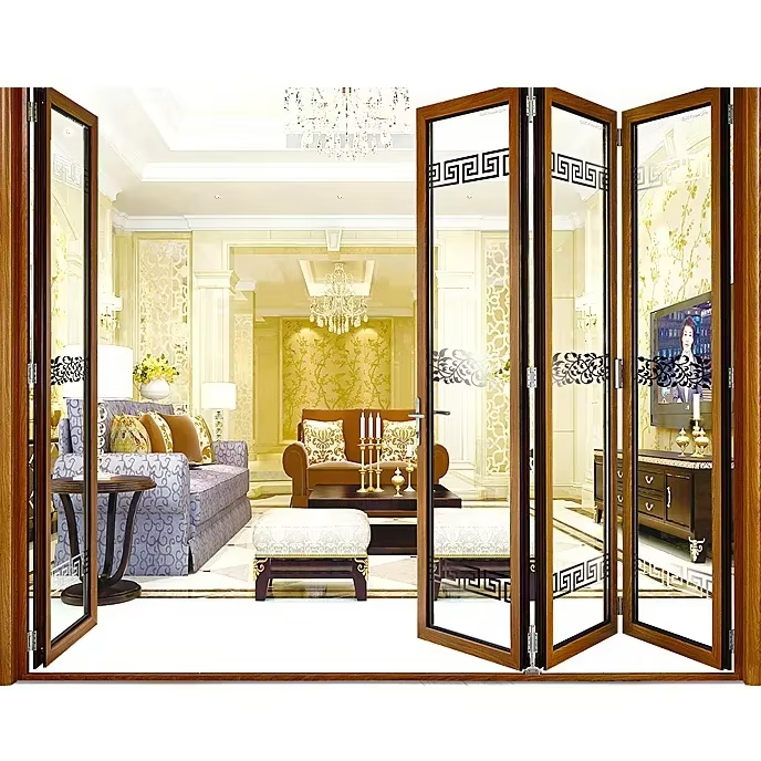 Fuson Residential Use Bifold Doors Aluminium Folding Patio Door Double Tempered Glass Slide Folding Doors