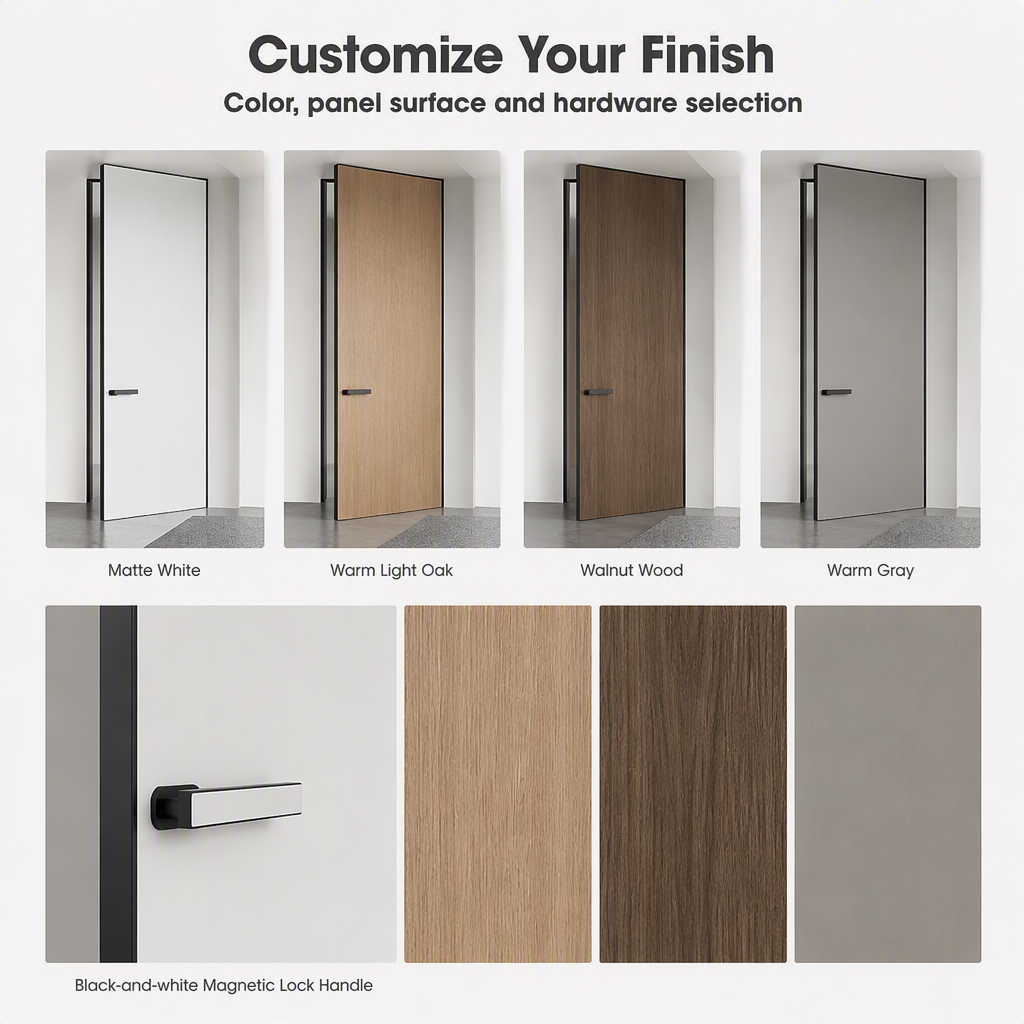 Modern Minimalist Invisible Aluminum Frame Interior Door Frameless Door Concealed Door