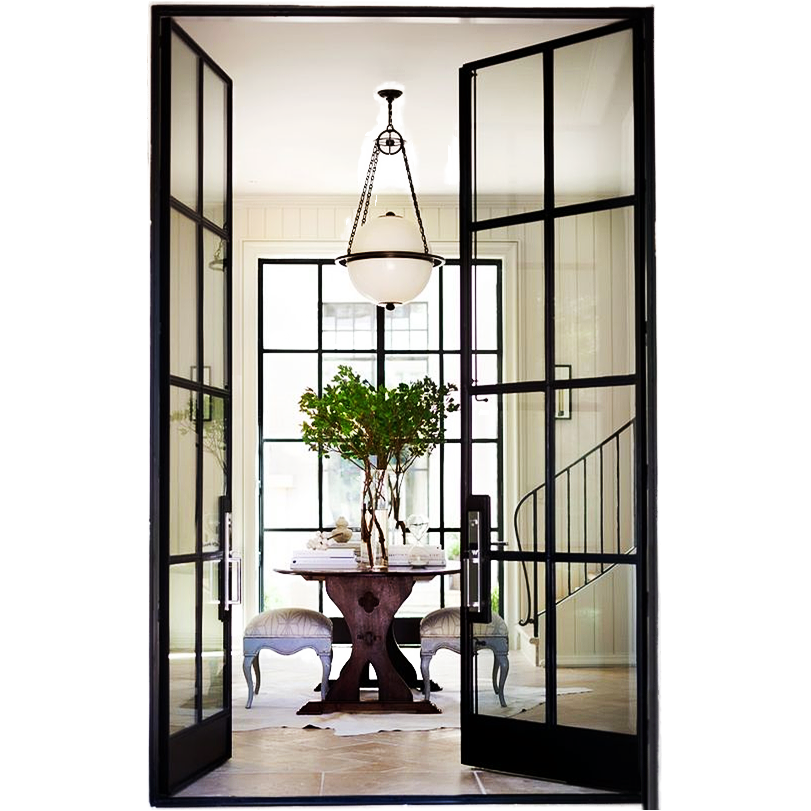 Custom Aluminum Exterior French Door With Tempered Glass Modern Balcony French Swing Door