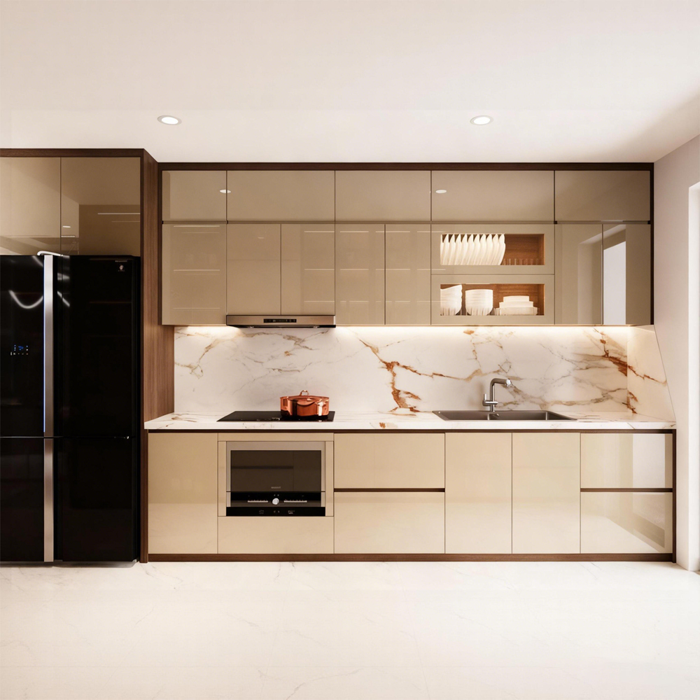 Factory Custom Modern Simple Aluminum Alloy Kitchen Cabinets with Waterproof Practical and High-quality Kitchen Furniture