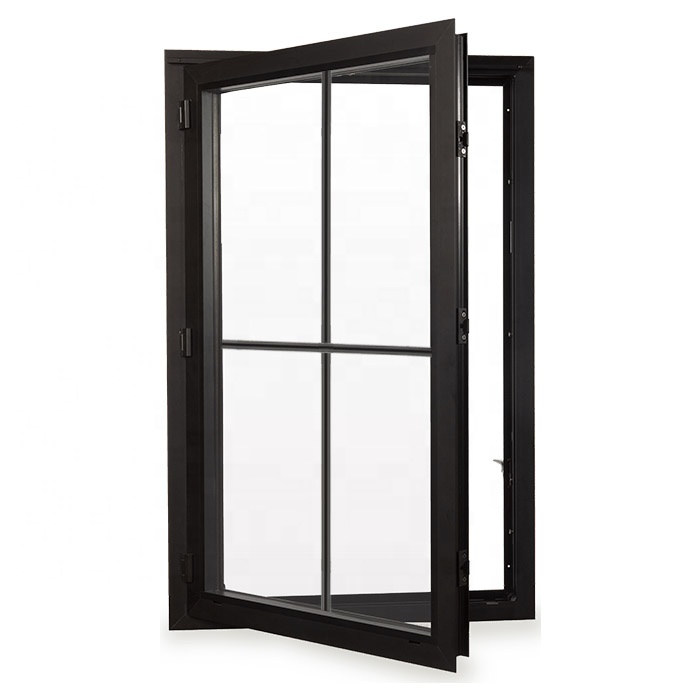 Modern Steel Aluminum French Casement Storm Windows with Anti-Burglary Heat Insulation Low-E Glass for Exterior Use