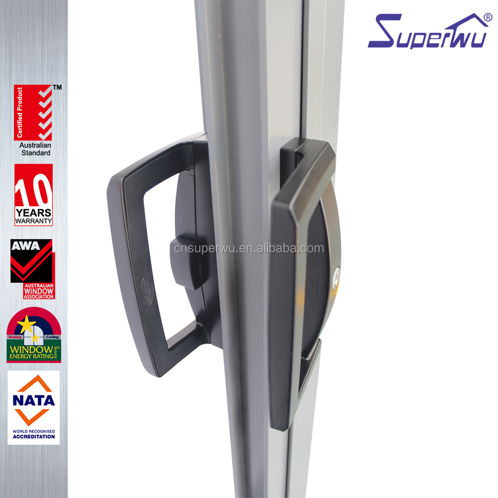 SUPERWU NFRC Standard Modern Architectural Design Aluminium Sliding Doors Double Glazed With Louver