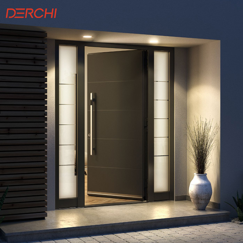 Aluminum Entrance Door Soundproof Thermal Break Aluminum Front Door Exterior Security Door Custom