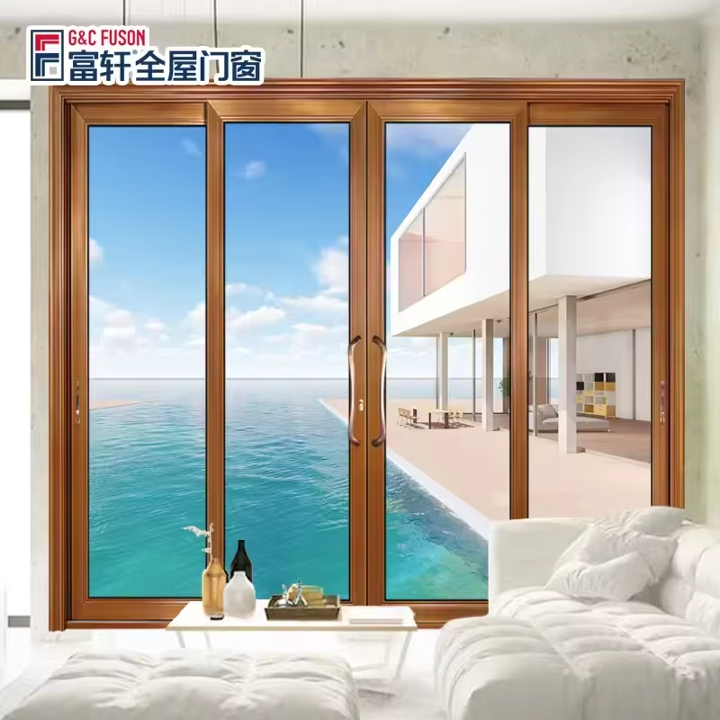 Fuson Commercial Security and Heavy-Duty With Bulletproof Glass Aluminum Sliding Doors for Shopping Malls or Restaurants