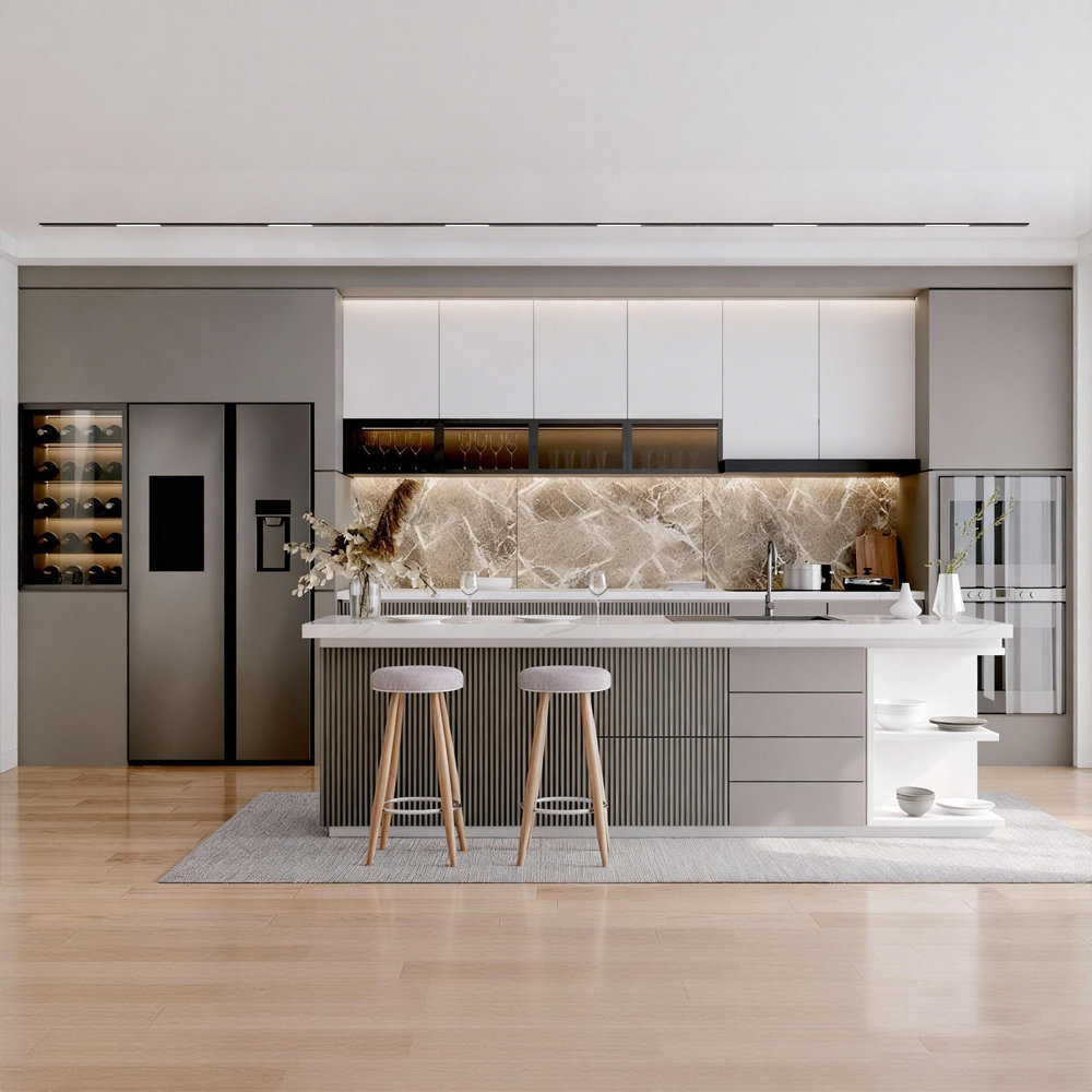 Factory Custom Modern Simple Aluminum Alloy Kitchen Cabinets with Waterproof Practical and High-quality Kitchen Furniture
