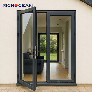 RICHOCEAN Hotel Commercial Hurricane Impact Aluminum Triple Glass French Double Doors