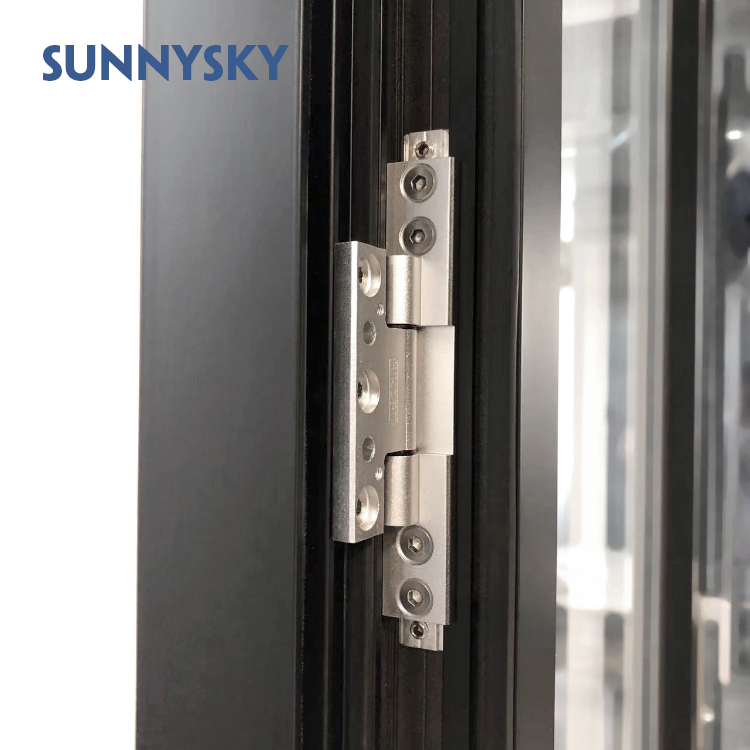 Sunnysky NFRC Customizable Etched Glass Windows Aluminum Clad Wood Bevelled Glass Window and Door
