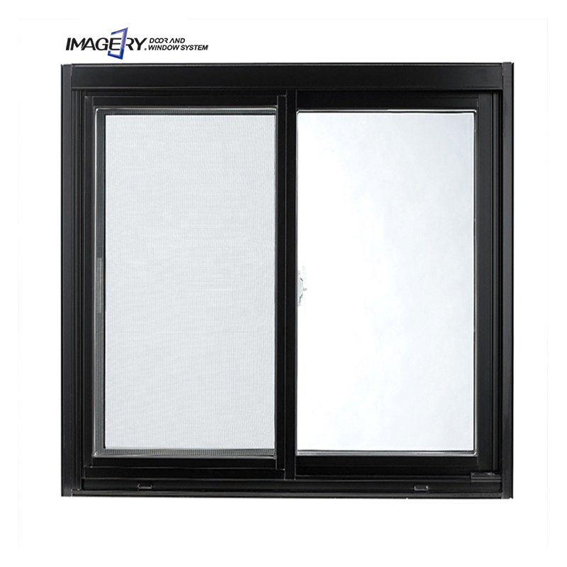 Imagery Powder Coated Black Tempered Glass Aluminum Sliding Bay Window Sets for Home Use