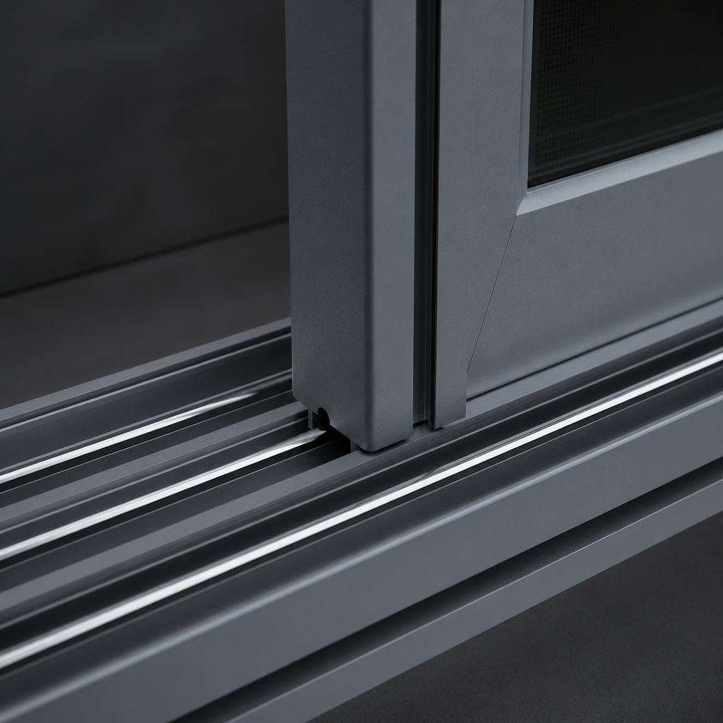 Aluminum Glass Interior Sliding Window Anthracite Frame Brush Seal Design for Tasting Room Bakery Patisserie Bistro Factory
