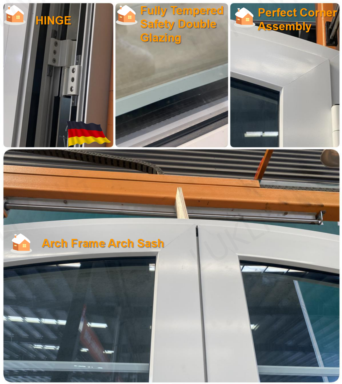Thermal Break Aluminum Casement Door Glass